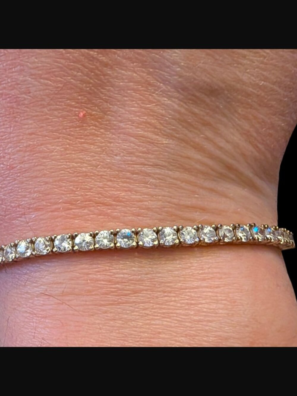 925 Sterling Silver Yellow Gold Vermeil 3.5mm CZ Size 6.5" Tennis Bracelet